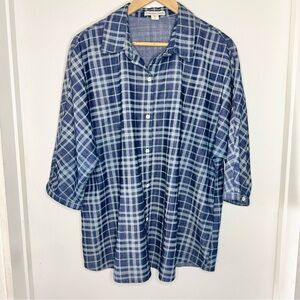 Coldwater Creek Blue Plaid top in a LARGE